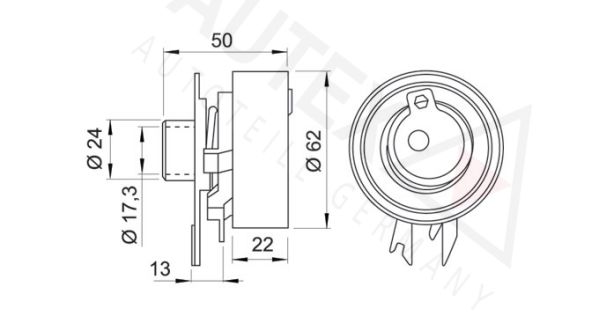 AUTEX Натяжной ролик, ремень ГРМ 641659