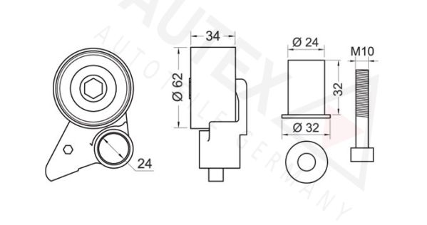 AUTEX Натяжной ролик, ремень ГРМ 641660