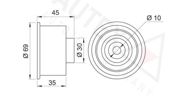 AUTEX Seade-/juhtrull,hammasrihm 651562