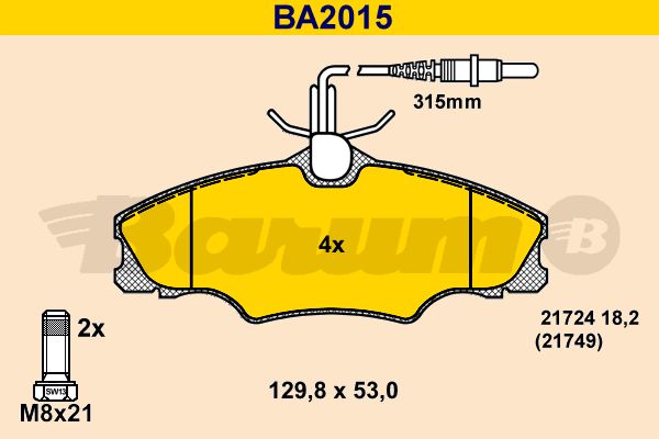 BARUM Комплект тормозных колодок, дисковый тормоз BA2015