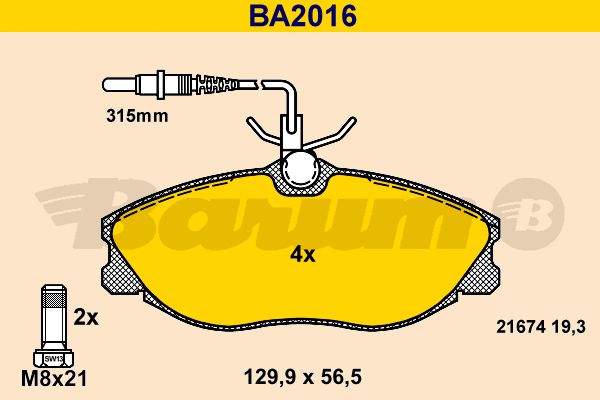 BARUM Piduriklotsi komplekt,ketaspidur BA2016