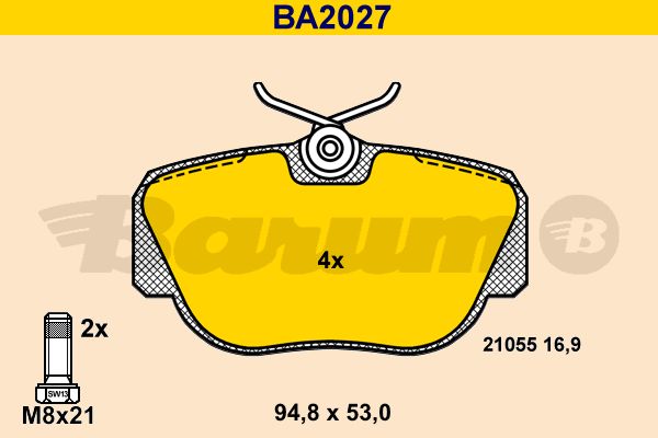 BARUM Комплект тормозных колодок, дисковый тормоз BA2027