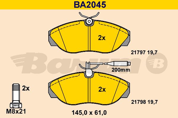 BARUM Комплект тормозных колодок, дисковый тормоз BA2045