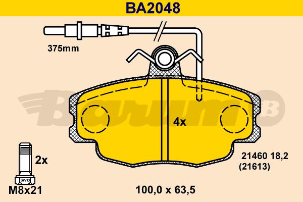 BARUM Комплект тормозных колодок, дисковый тормоз BA2048