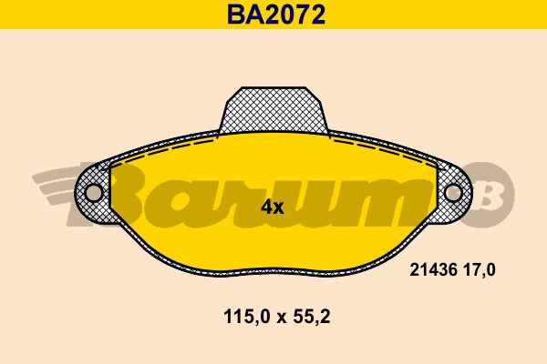 BARUM Комплект тормозных колодок, дисковый тормоз BA2072