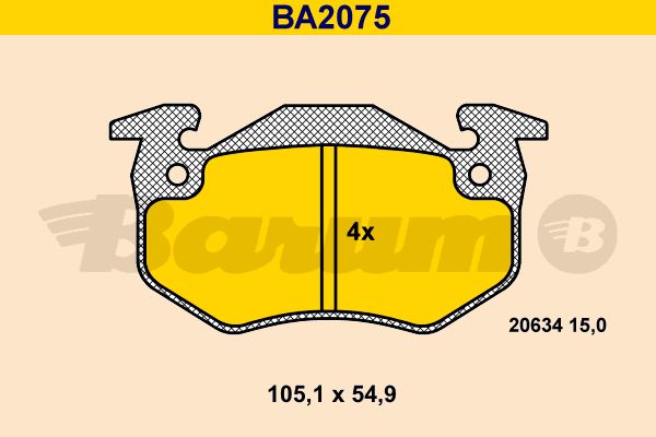 BARUM Комплект тормозных колодок, дисковый тормоз BA2075