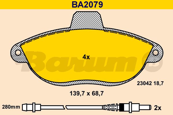 BARUM Комплект тормозных колодок, дисковый тормоз BA2079