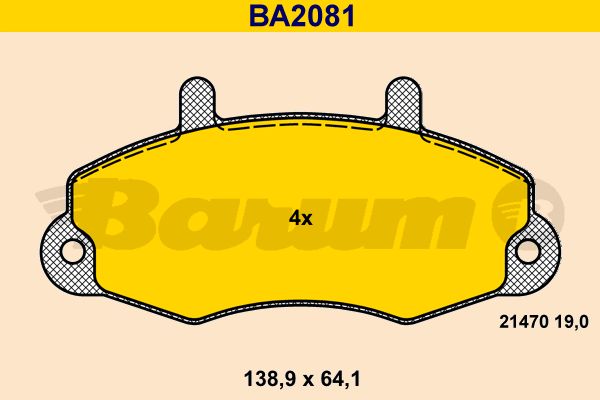 BARUM Комплект тормозных колодок, дисковый тормоз BA2081