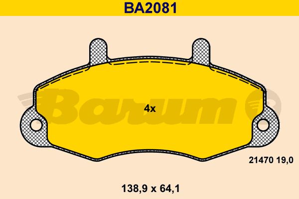 BARUM Piduriklotsi komplekt,ketaspidur BA2081