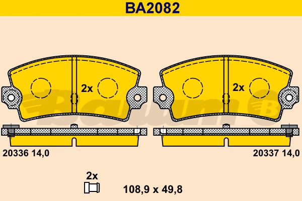 BARUM Комплект тормозных колодок, дисковый тормоз BA2082