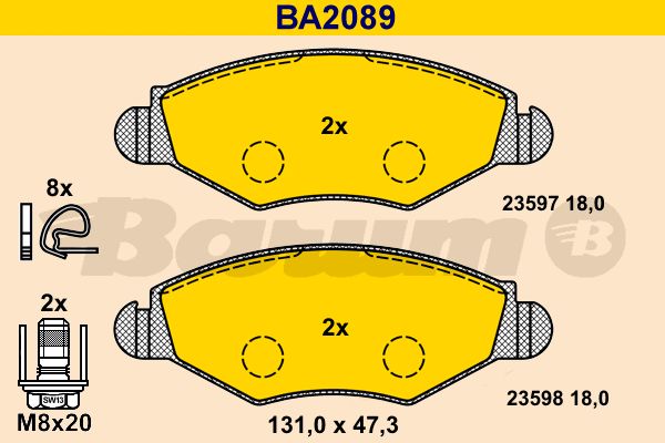 BARUM Комплект тормозных колодок, дисковый тормоз BA2089