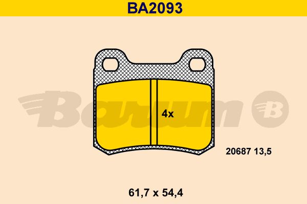 BARUM Комплект тормозных колодок, дисковый тормоз BA2093