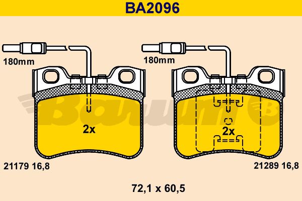 BARUM Комплект тормозных колодок, дисковый тормоз BA2096