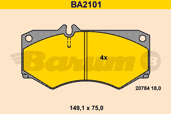 BARUM Комплект тормозных колодок, дисковый тормоз BA2101