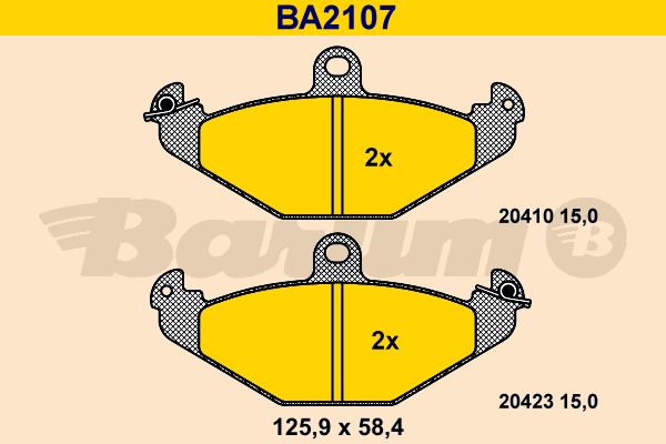 BARUM Комплект тормозных колодок, дисковый тормоз BA2107