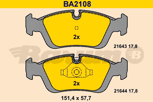 BARUM Комплект тормозных колодок, дисковый тормоз BA2108