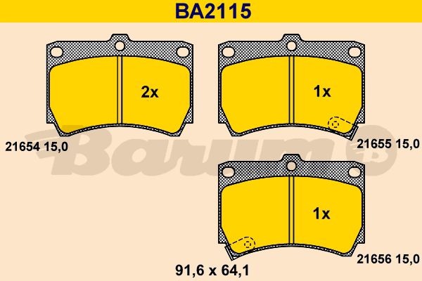 BARUM Комплект тормозных колодок, дисковый тормоз BA2115