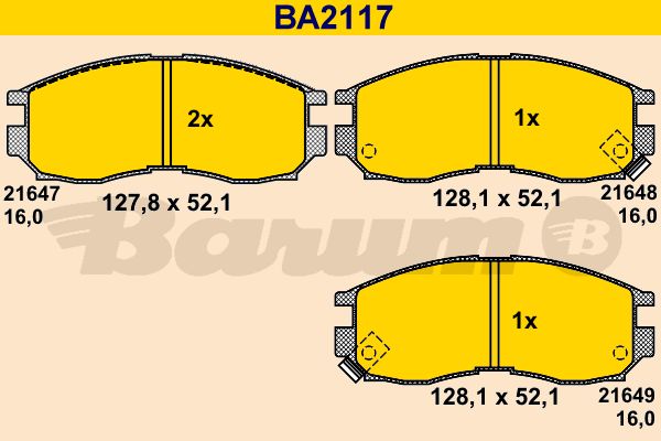 BARUM Комплект тормозных колодок, дисковый тормоз BA2117