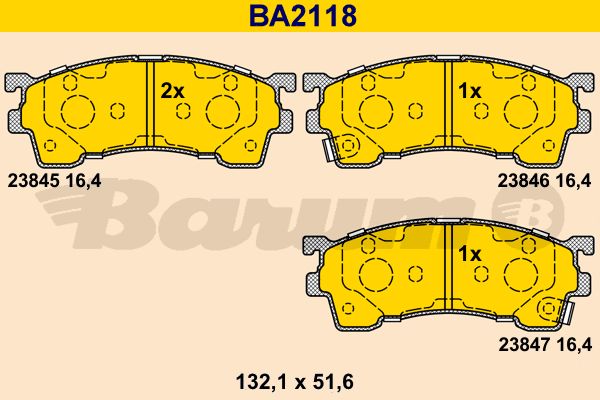 BARUM Комплект тормозных колодок, дисковый тормоз BA2118