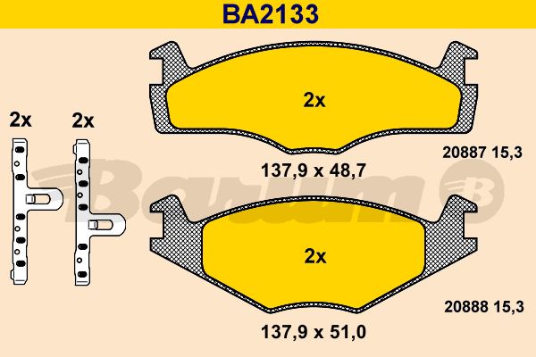BARUM Комплект тормозных колодок, дисковый тормоз BA2133