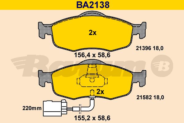 BARUM Комплект тормозных колодок, дисковый тормоз BA2138