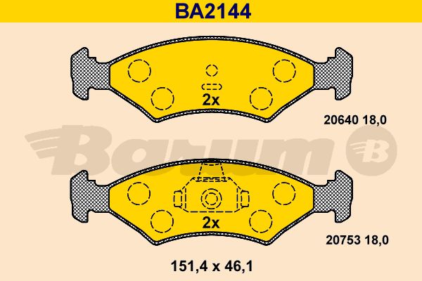 BARUM Комплект тормозных колодок, дисковый тормоз BA2144