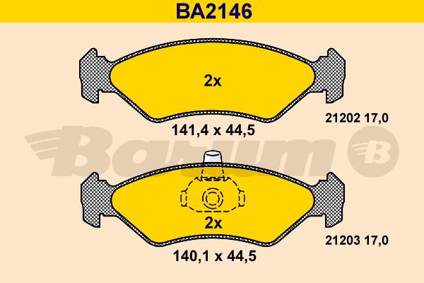 BARUM Комплект тормозных колодок, дисковый тормоз BA2146