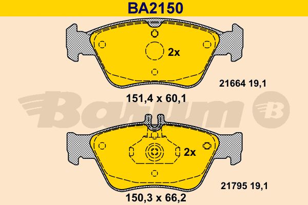 BARUM Комплект тормозных колодок, дисковый тормоз BA2150
