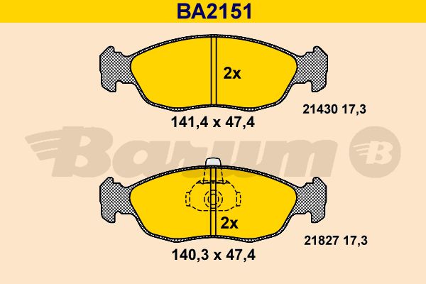 BARUM Комплект тормозных колодок, дисковый тормоз BA2151