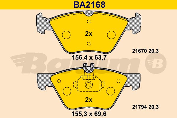 BARUM Комплект тормозных колодок, дисковый тормоз BA2168