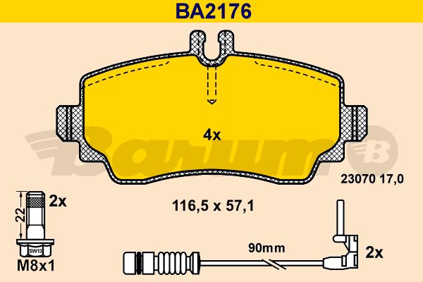 BARUM Комплект тормозных колодок, дисковый тормоз BA2176