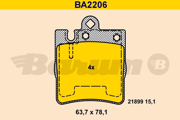 BARUM Комплект тормозных колодок, дисковый тормоз BA2206