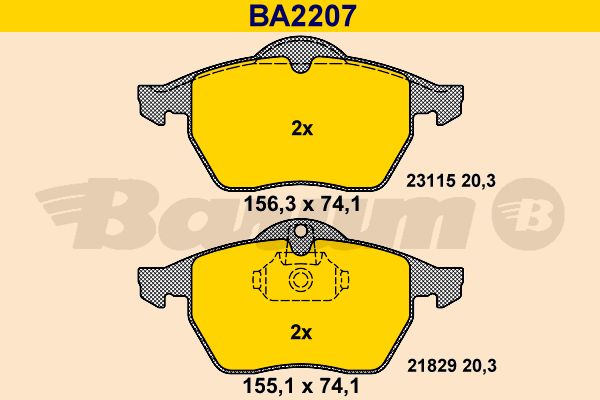 BARUM Комплект тормозных колодок, дисковый тормоз BA2207