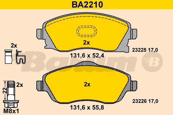 BARUM Комплект тормозных колодок, дисковый тормоз BA2210