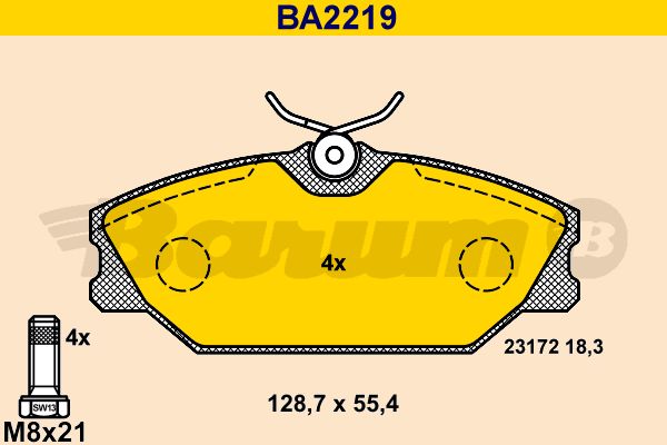 BARUM Piduriklotsi komplekt,ketaspidur BA2219