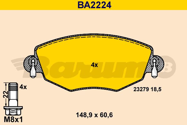 BARUM Piduriklotsi komplekt,ketaspidur BA2224