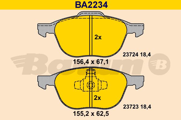 BARUM Комплект тормозных колодок, дисковый тормоз BA2234