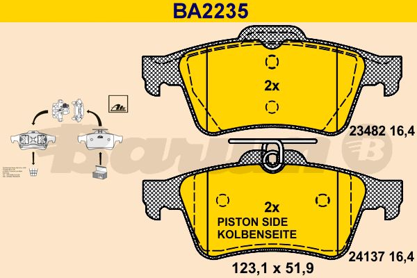 BARUM Piduriklotsi komplekt,ketaspidur BA2235