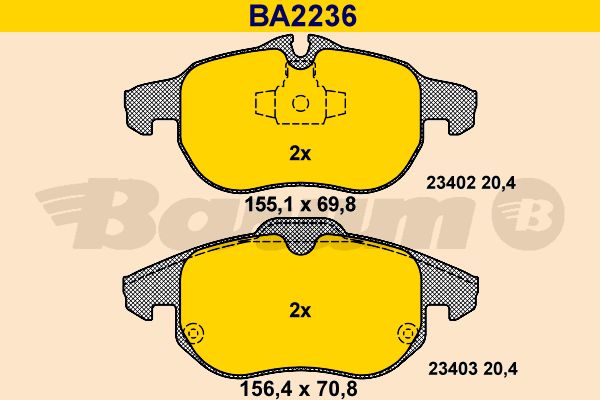 BARUM Комплект тормозных колодок, дисковый тормоз BA2236