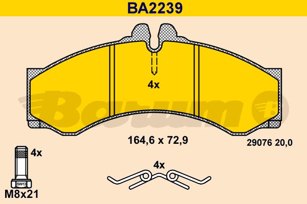 BARUM Комплект тормозных колодок, дисковый тормоз BA2239
