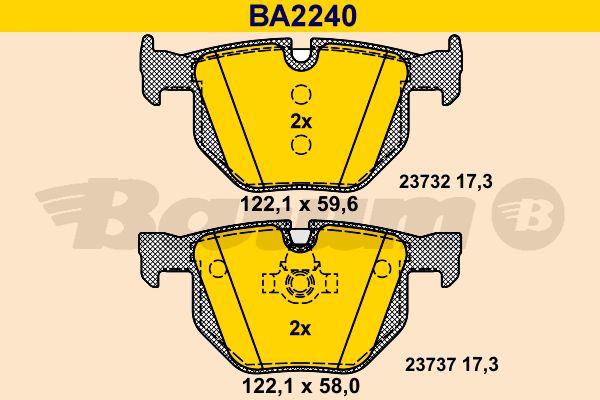 BARUM Комплект тормозных колодок, дисковый тормоз BA2240