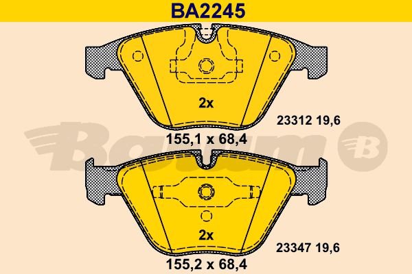 BARUM Комплект тормозных колодок, дисковый тормоз BA2245