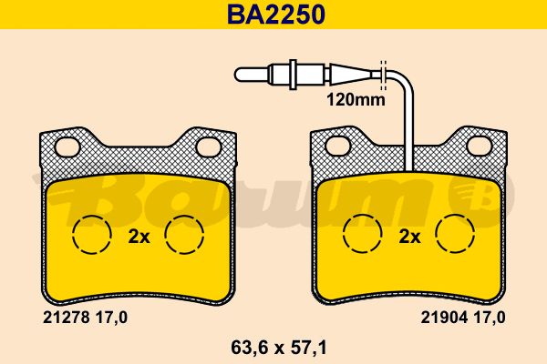 BARUM Piduriklotsi komplekt,ketaspidur BA2250