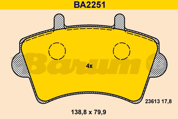 BARUM Комплект тормозных колодок, дисковый тормоз BA2251