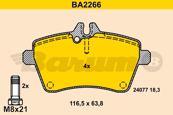 BARUM Комплект тормозных колодок, дисковый тормоз BA2266
