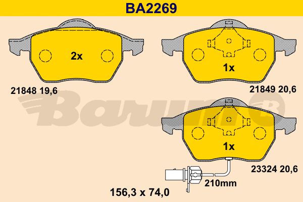 BARUM Комплект тормозных колодок, дисковый тормоз BA2269