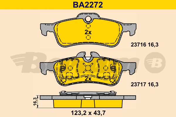 BARUM Комплект тормозных колодок, дисковый тормоз BA2272