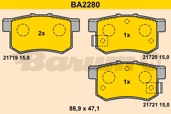 BARUM Piduriklotsi komplekt,ketaspidur BA2280