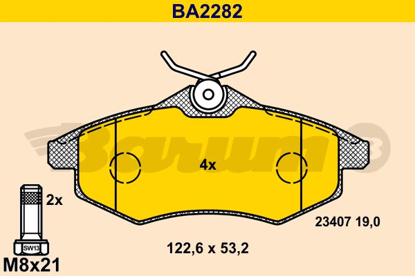 BARUM Piduriklotsi komplekt,ketaspidur BA2282