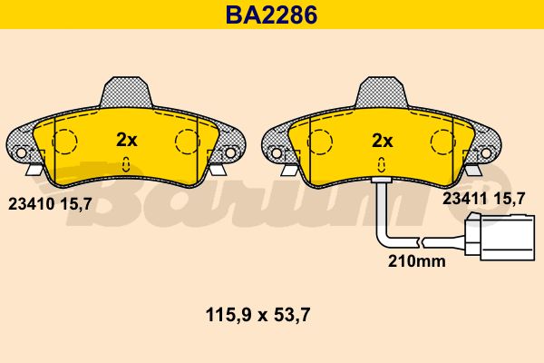 BARUM Piduriklotsi komplekt,ketaspidur BA2286